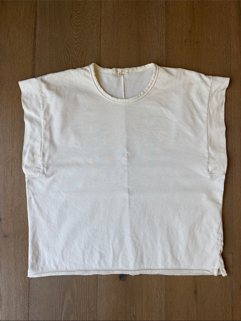 rag & bone Cream Short Sleeve Boxy Tee, Size M